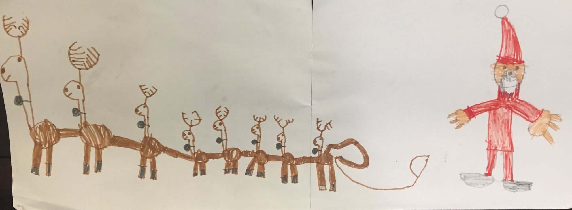 Damian (5 ans) a dessiné le Père Noël dans son traineau